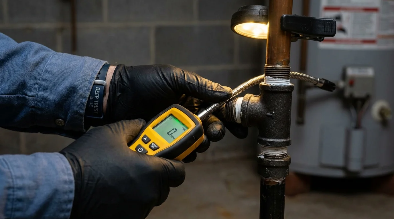 Gas leak detection with electronic sniffer by Johns Plumbing LLC in Aberdeen